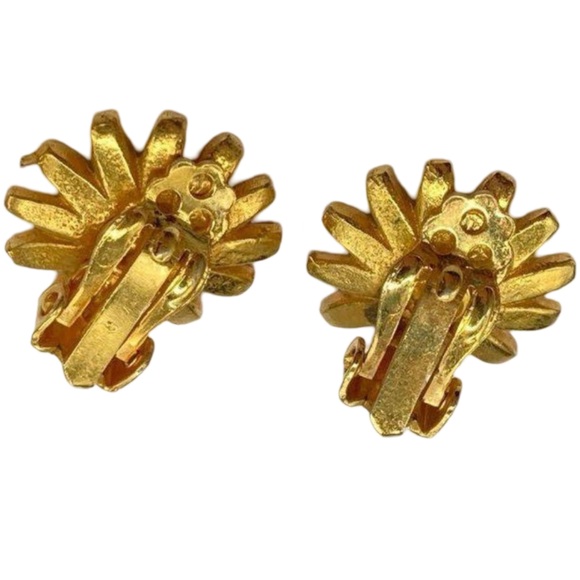 VINTAGE 1950s WEISS Daisy Flower Enamel + Lucite Clip On Earrings - Picture 5 of 5